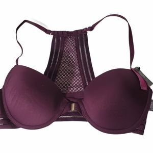 Vince Camuto Racer Back Bra size 34C Burgundy Wine front closure